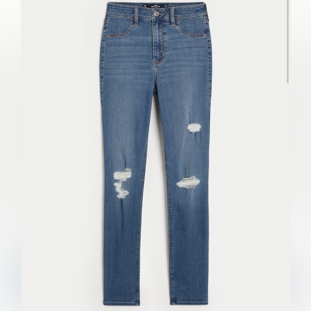 Classic Blue Distressed Women's Jeans Leggings